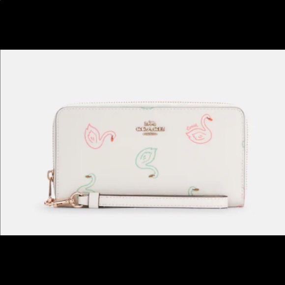 ✨🦢💘🦢✨Coach Long Zip Around Wallet With Swan Print - Picture 3 of 3